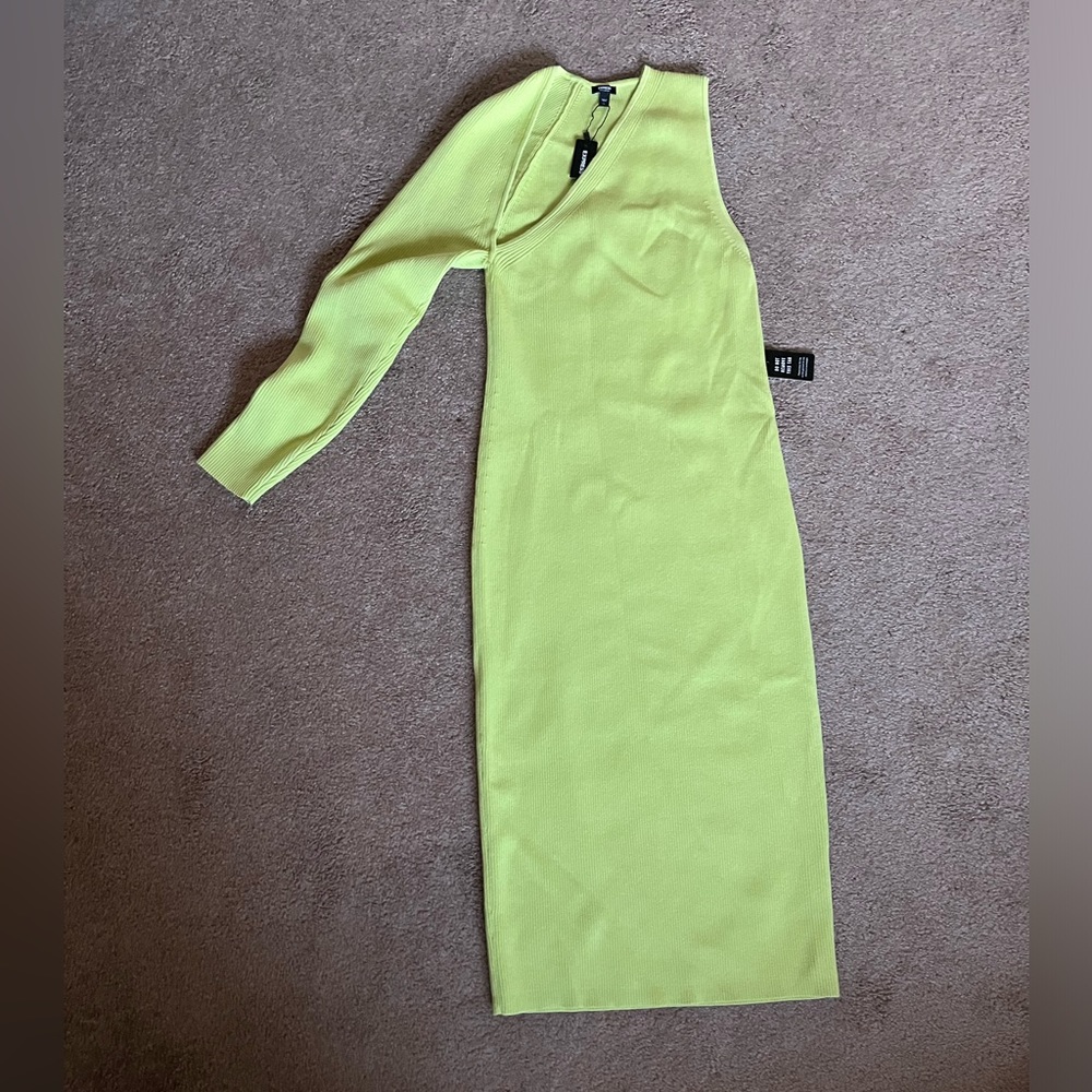 Lime knit midi dress